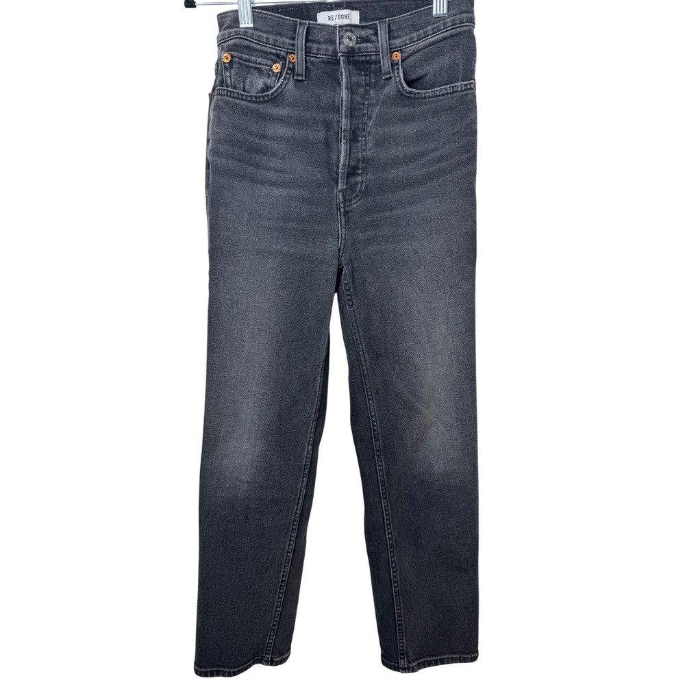 RE/DONE High Rise Straight Jeans Women 25 Inky Black Washed Denim